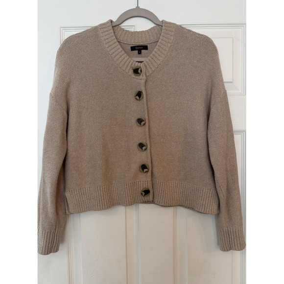Quince 100% Organic Cotton Cropped Cardigan Small Cement Marl Airy Layer Cozy - Picture 2 of 12